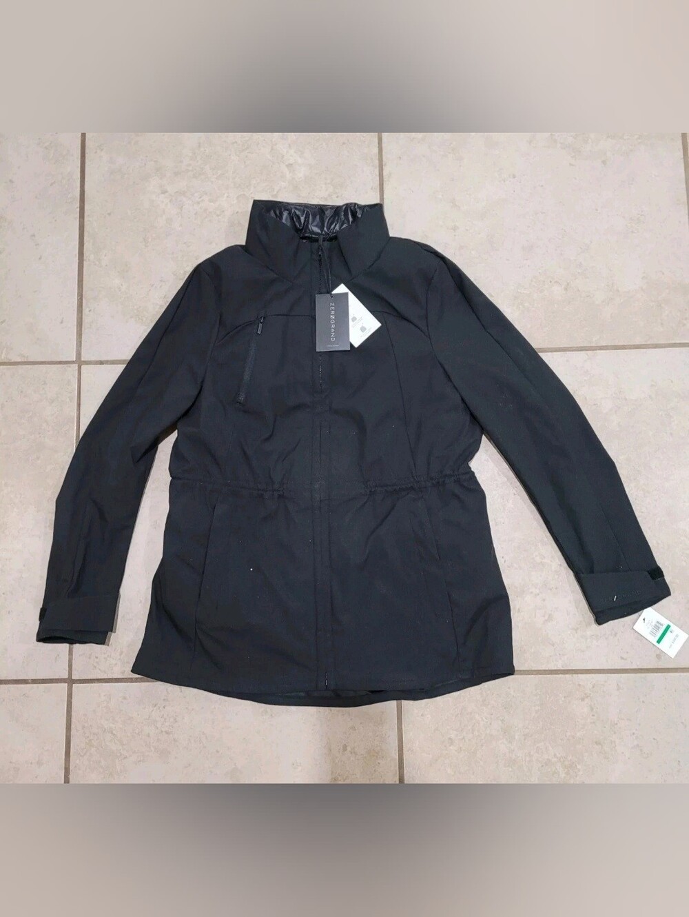 Cole Haan zerogrand Women's L Large Jacket Black Transitional Two-in-one Coat